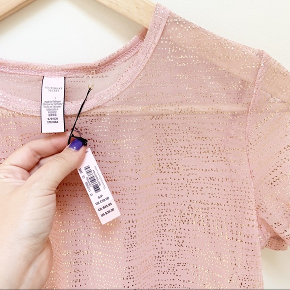 Victoria's Secret sheer light pink & gold top S - Picture 4 of 5